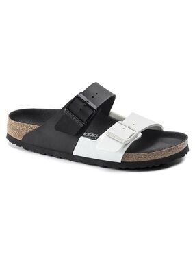 Birkenstock Arizona Two-Tone Black and White Slide Sandal